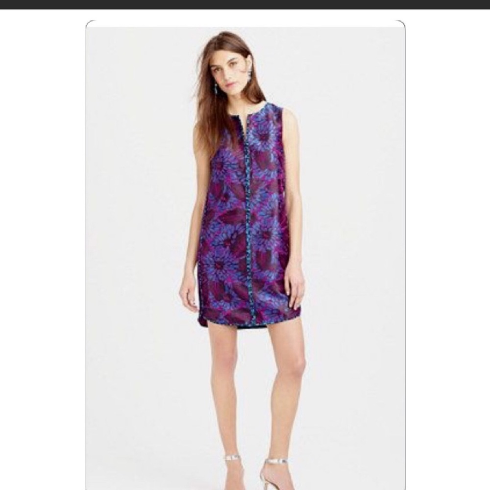Jcrew Midnight Floral Jacquard Shift Dress